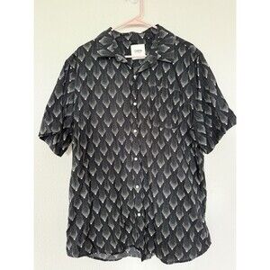 Katin Men’s Button Down T Shirt Size XXL White Geometric Pattern Skater Surfer